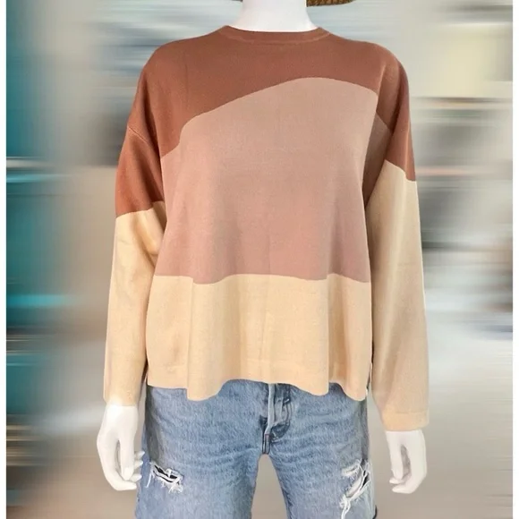 POLAGRAM neutral tones knit sweater size S M L - Picture 3 of 5